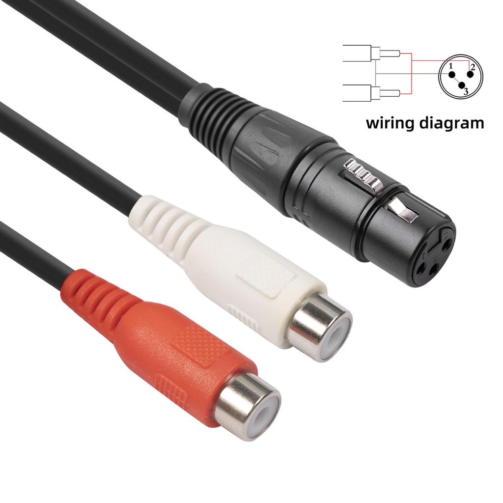 XLR Female to 2 RCA Female Y Splitter Cable 3pin Dual RCA to 1 XLR Female to Female Cable for Microphone Mixer Amplifier
