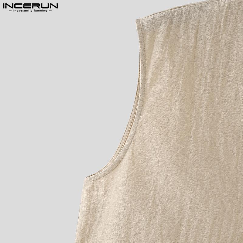 INCERUN Two Pieces Vintage Men Sleeveless Tops Long Pants Sets Outfits