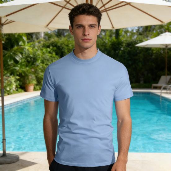 Men Slim T-Shirt Crew Neck Summer Tee Casual Short Sleeve Solid Color Tee Shirt for Gym
