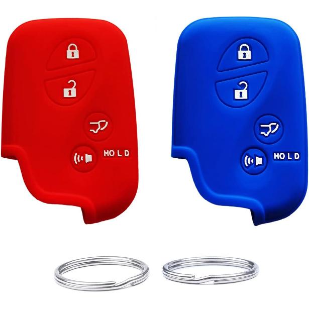 Silicone Key Fob Cover Case fit for Lexus RX350 ES350 IS250 GX460 LX570 IS350 GS430 GS300 GS450h is-C is-F.Part Number:HYQ14AEM HYQ14ACX (Red+Blue)