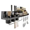 Punch-Free Aluminum Kitchen Wall Organizer: Multifunctional Rack for Utensils, Knives, Seasonings, and Chopsticks