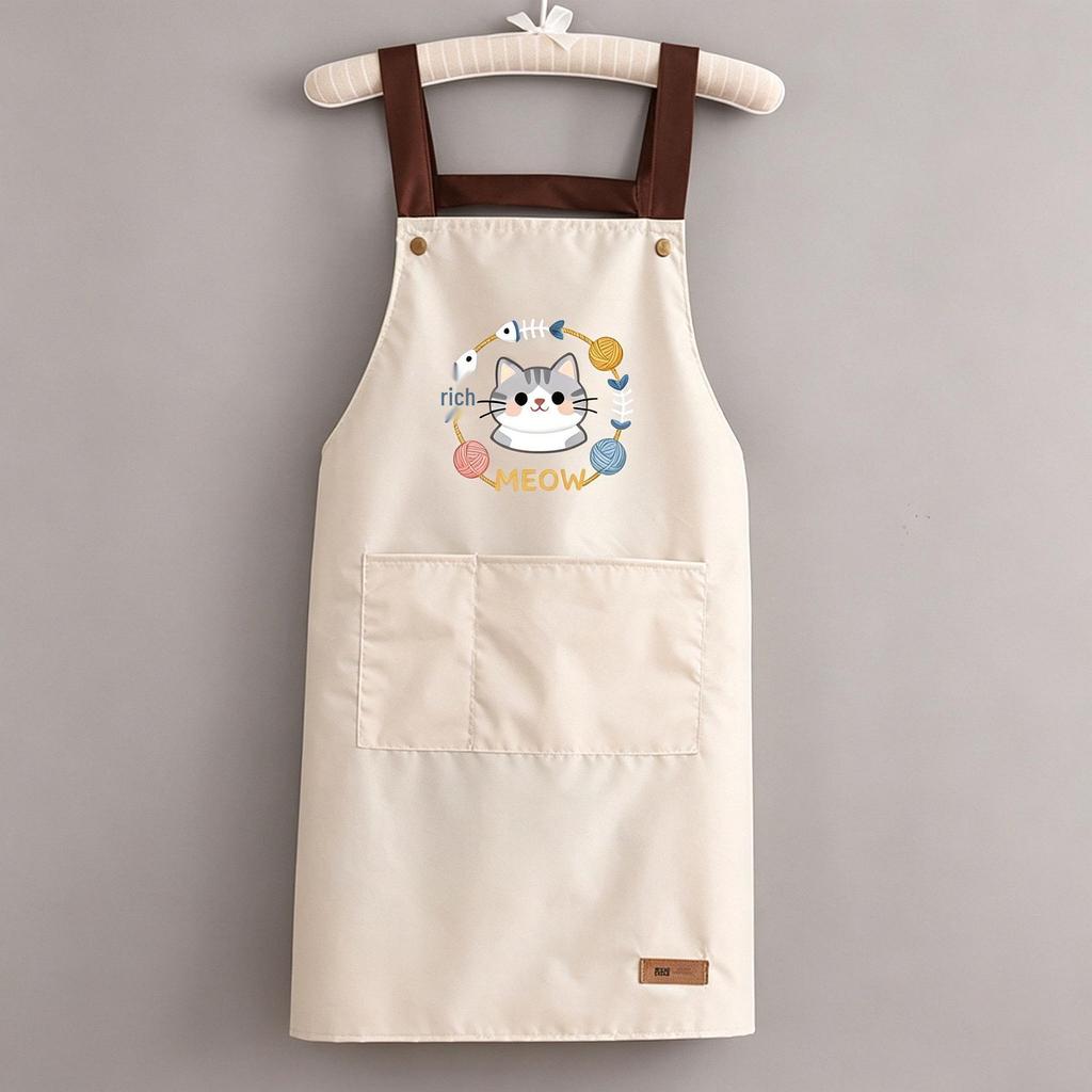 Waterproof Stain-Resistant Kitchen Apron with Simple Print