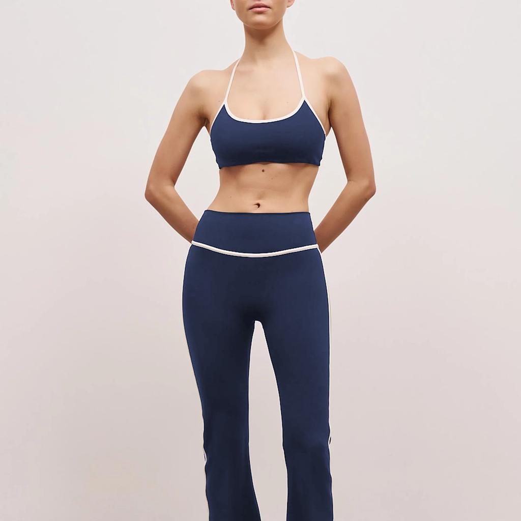 New Contrast Color Sexy Back Sports Yoga Suit Women's Fitness Sports Flared Pants Pilates Two-piece Set