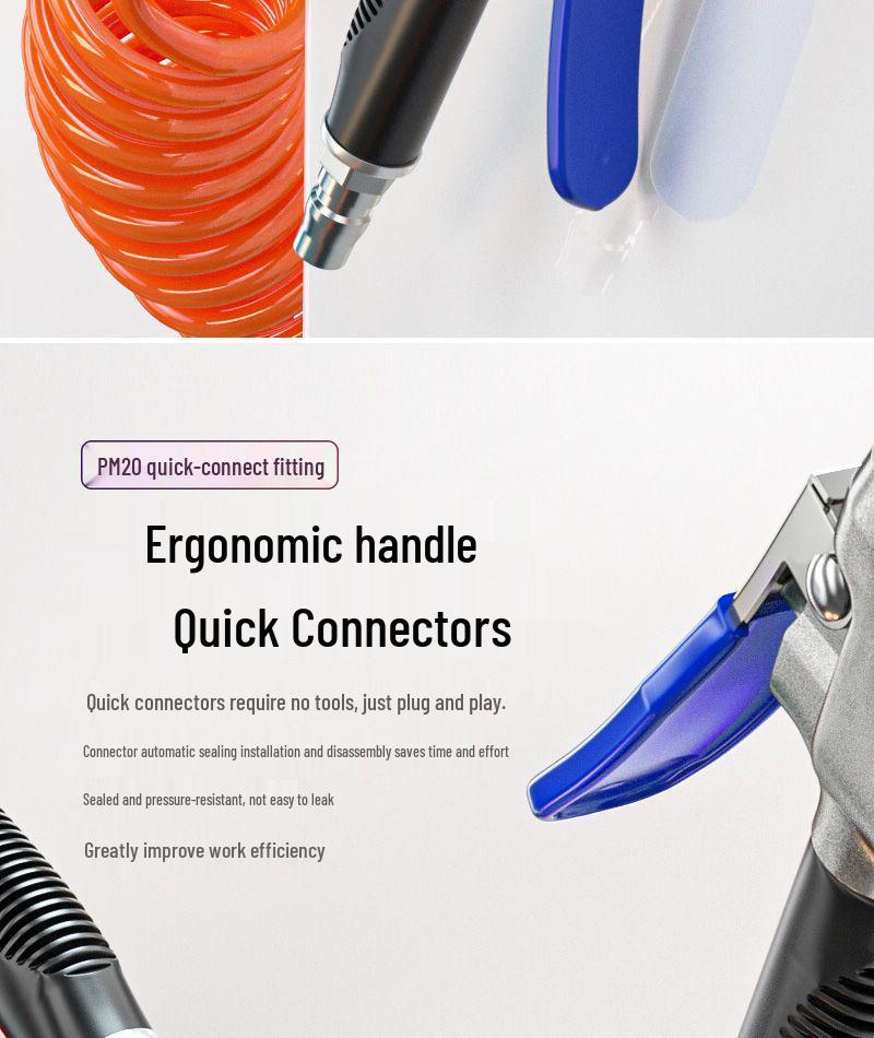 Non-slip Rubber Handle Alloy High-Pressure Air Blow Gun for Dust Removal