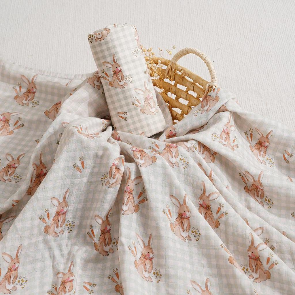 Kangobaby Bamboo Cotton Muslin Swaddle Blanket for Newborns