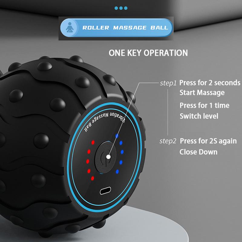 Rechargeable 5 Gears Vibrating Massage Ball Portable Peanut Massager Vibrating Foam Roller For Fitness Mobility Yoga Relaxation