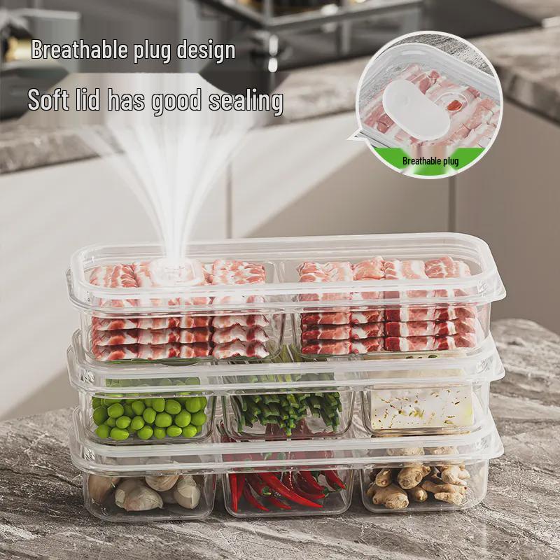 Thick Transparent Food Preservation Box with Compartments for Freezer and Fridge Storage