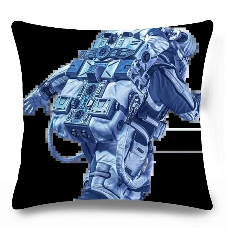 Home Lumbar Sofa Decorative Pillowcase Astronaut  Cosmic Planet Spaceship Cushion Cover