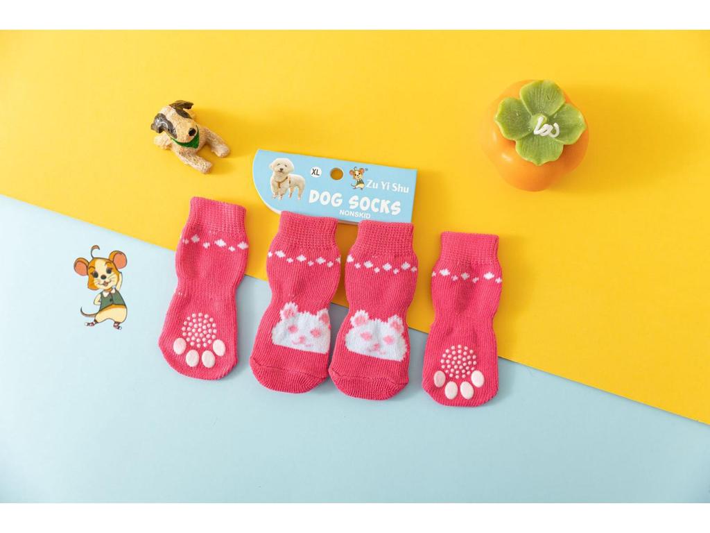 Four Seasons High-Quality Non-Slip Pet Socks for Small Dogs - Cotton Foot Covers for Teddy Dogs