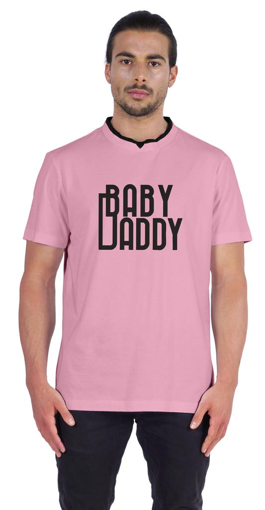 Inkmeso Men  s Graphic Quote   Baby Daddy   Tshirt For Dads Round Neck with V Cut