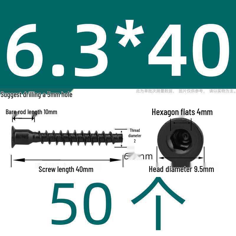 Hex Socket Phillips Countersunk Wood Screws for Furniture & Cabinet, Self-Tapping, M5/M6/M7