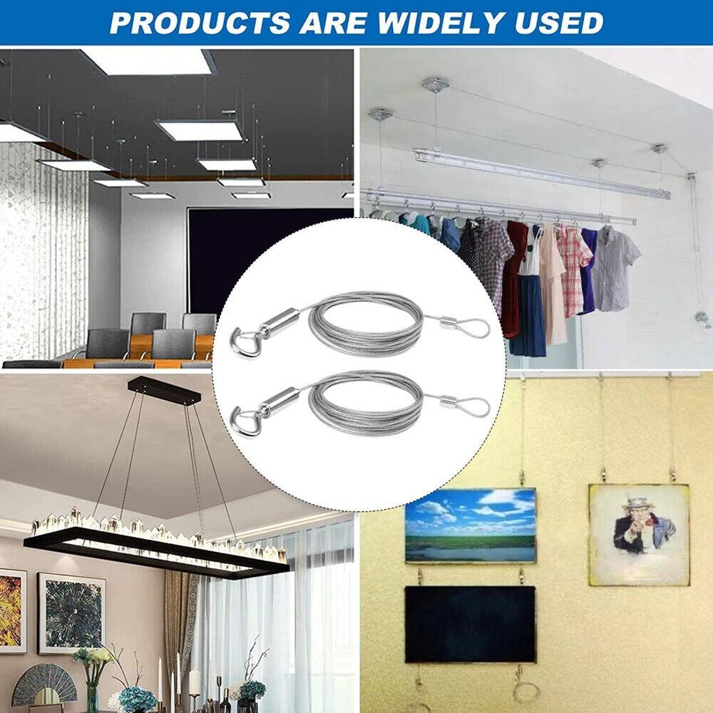 2PCS With Hook Loop Picture Hanging Wire Heavy Duty Stainless Steel Rope Frames Wire Hangers  Home