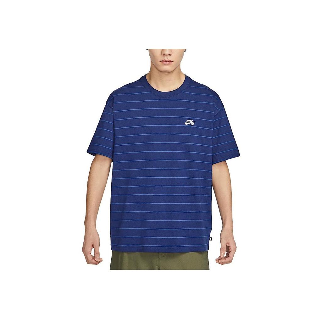 Nike SB Loose Fit Striped Short Sleeve T-Shirt Men Tops Space-Blue HJ0813-492