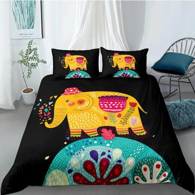 Elefanten Bettbezug Set Böhmischer Stil Dekorative Bettdeckenbezug Set Weiche Mikrofaser Doppel Queen King Size Polyester Bettwäscheset