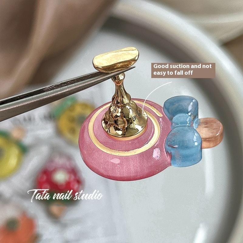 Cute Fruit Strawberry Tray Chess Magnetic Nail Tips Display Stand Acrylic Show Nail Holder Practice Gel Polish Fake Nail Showing