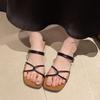 Beautiful sandals women's summer wear 2025 new retro with skirt thick heel open toe word with two wear cool slippers