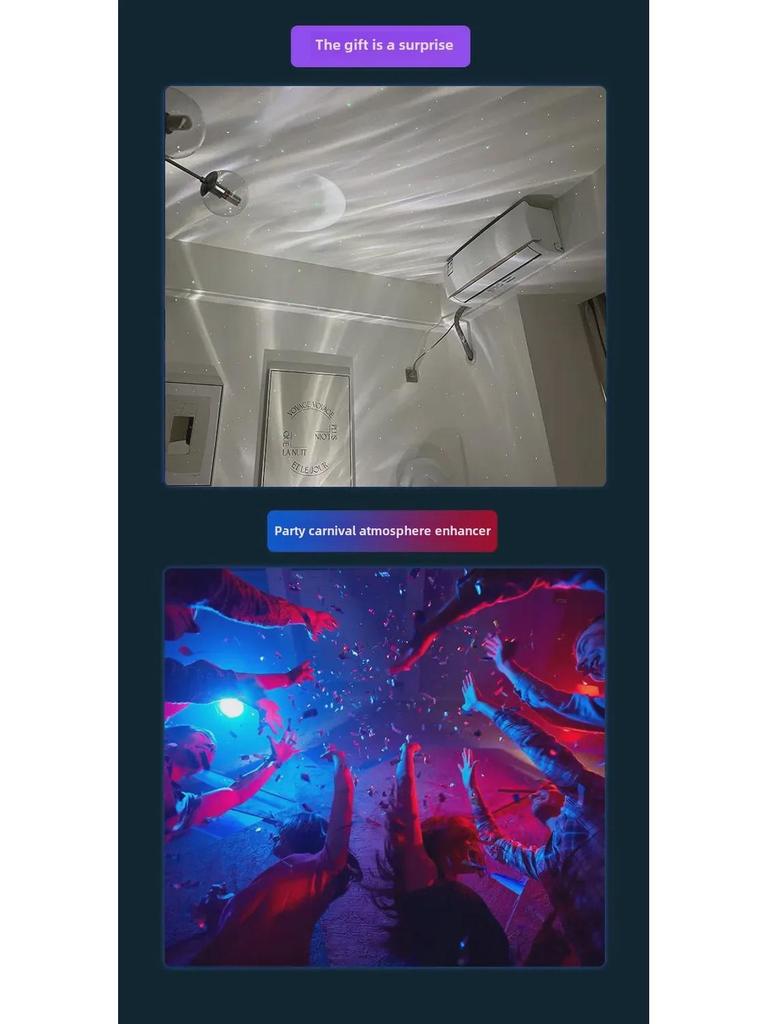 Sternenhimmel-Projektor-Nachtlicht: Doppelschichtige Wasserwellenlampe für Kinderzimmeratmosphäre