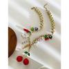 Whimsical Cherry Charm Necklace Dopamine Style Jewelry Sturdy Stainless Steel Chain For Everyday