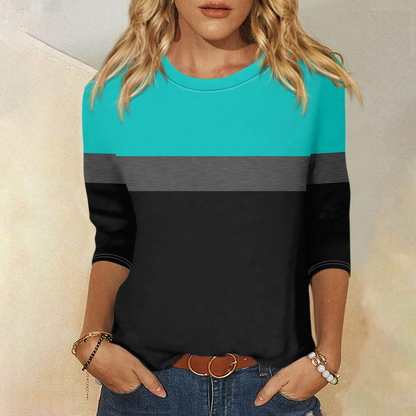 

Рубашка для женщин, модная повседневная свободная футболка с круглым вырезом и рукавами 3/4, женский топ XXL