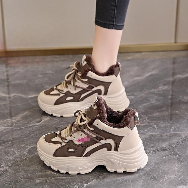 Warm Cotton Shoes, Women's Shoes, Anti-slip Snow Boots, Thick-soled Height-increasing Sports Dad Shoes