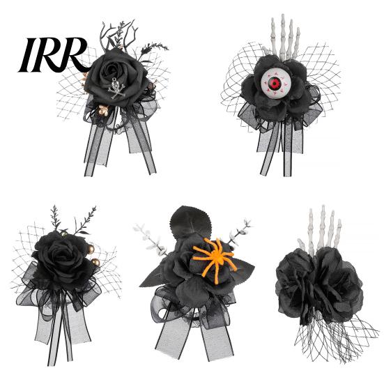 Realistic Floral Wrist Corsage Gothic Flower for Halloween Party, Black Wedding Corsage, Romantic Party Accessory Day of The Dead Prom, Bride, Groom,