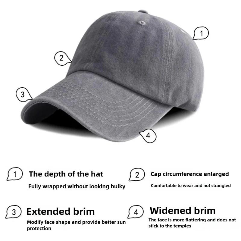 64-68Cm Big Head Man Plus Size Baseball Cap Men Soft Denim Wash Old Sun Cap Woman Oversize Sport Snapback Hats Trucker Hat  Dad
