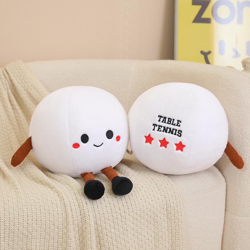 Cartoon Sports Ball Plush Toy: Tennis, Badminton, Basketball Gift Doll for Kids & Boyfriend
