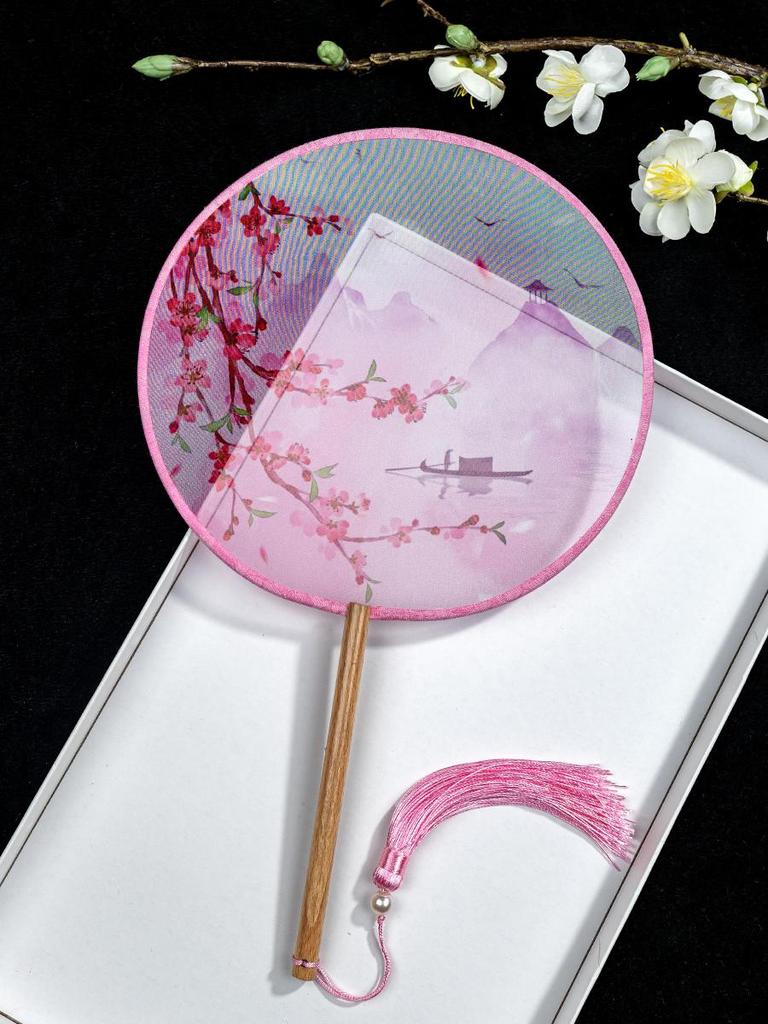Translucent Ancient Style Round Dance Fan for Hanfu Costumes - Women's Classical Chinese Craft Fan