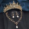 Elegant copper Color Crystal Bridal Jewelry Sets Princess Tiara Crown and Necklace Earrings Sets for Bridal Wedding Prom Gifts