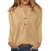 Women's T Shirt Solid Color Button Long Sleeve Daily Weekend Fashion Basic V- Neck Regular Top