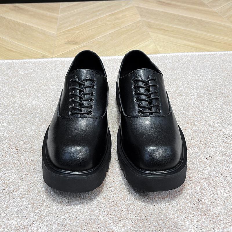 

Мужские повседневные кожаные туфли большого размера, новые британские мужские туфли на платформе, цельные 15961-O 46 чёрный