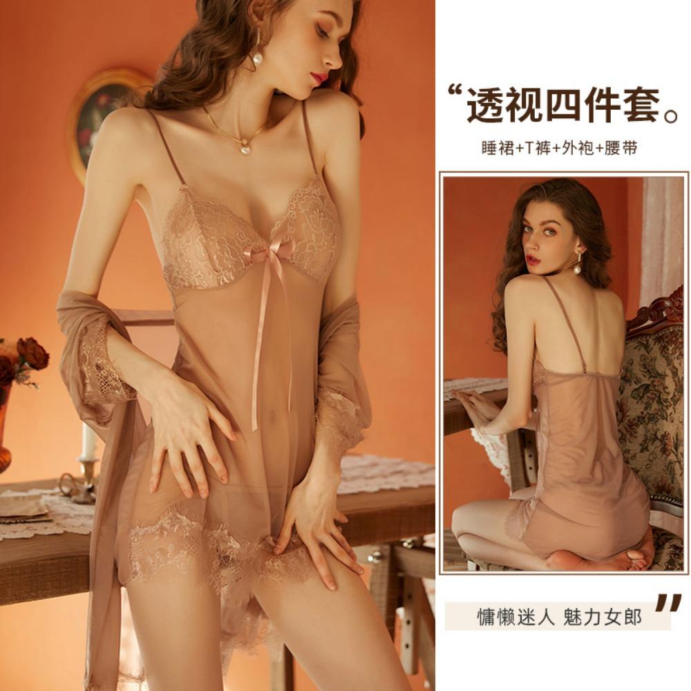 Xianyi Erotic Underwear Flirting Seduction Sexy Mesh Perspective Free Pajamas Skirt Set Bed Passion Clothes Women