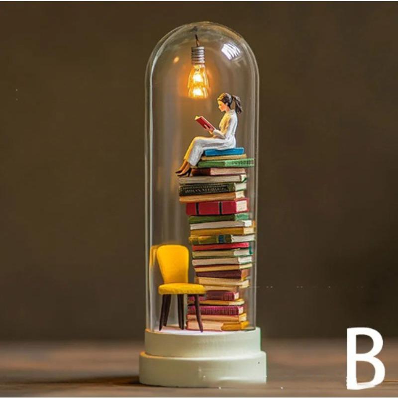 Reader in Test Tube, Reading Resin LED Lamp, Home Decoration Piece