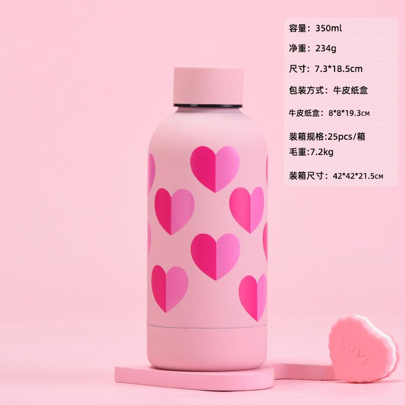 

Stainless Steel Thermos Cup With Straw, Milk Tea Cup, Coffee Cup, Valentine S Day Set, Portable Handle Sports Water Cup 350-1000ml