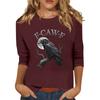 Women's Fashion Casual Three-Quarter Sleeve Printed  Neck T-Shirt Top