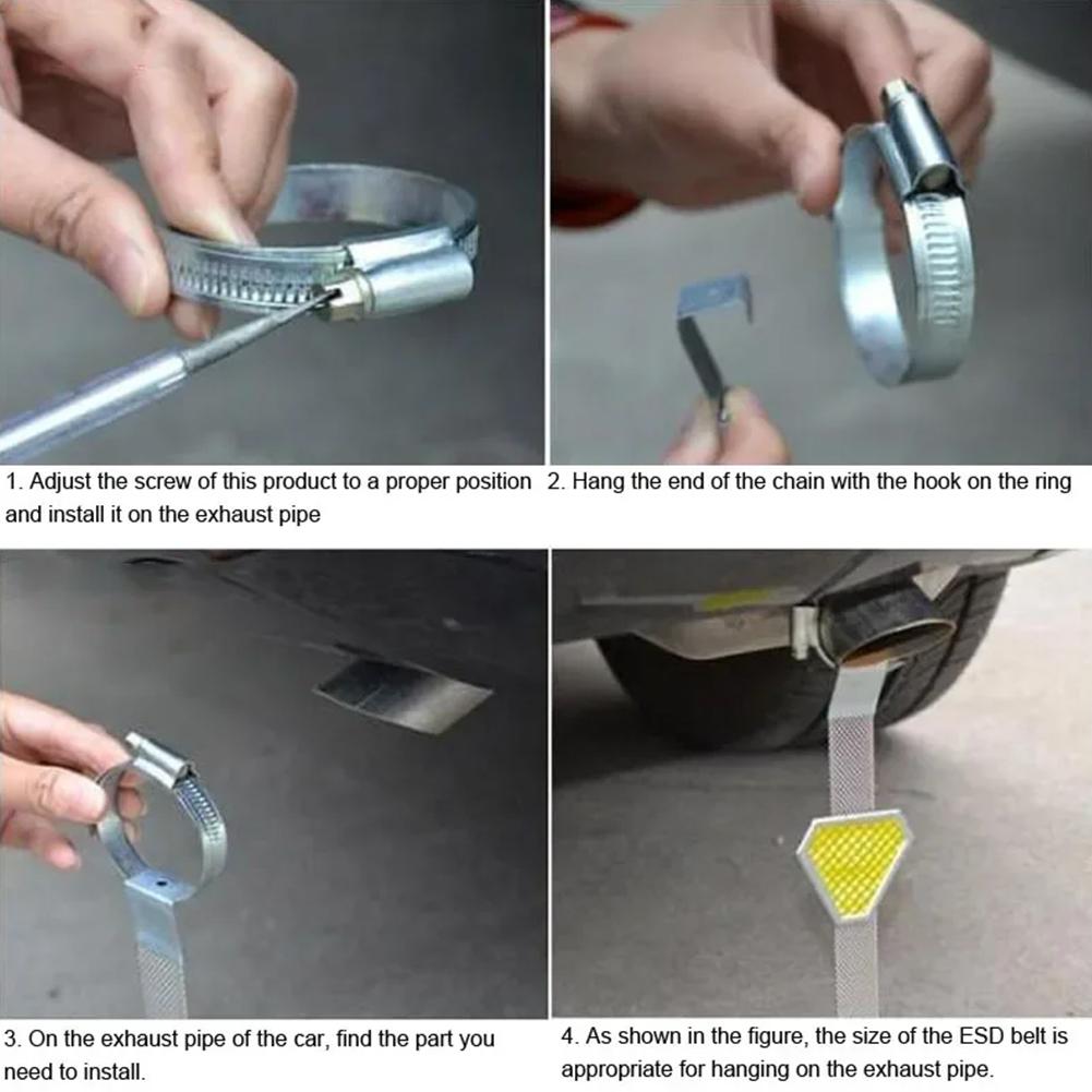 Hot Sale Car Belt Ground Wire Earth Strap Anti Static Safe Driving Tool Auto Warning Exhaust Pipe Metal Reflective Strips