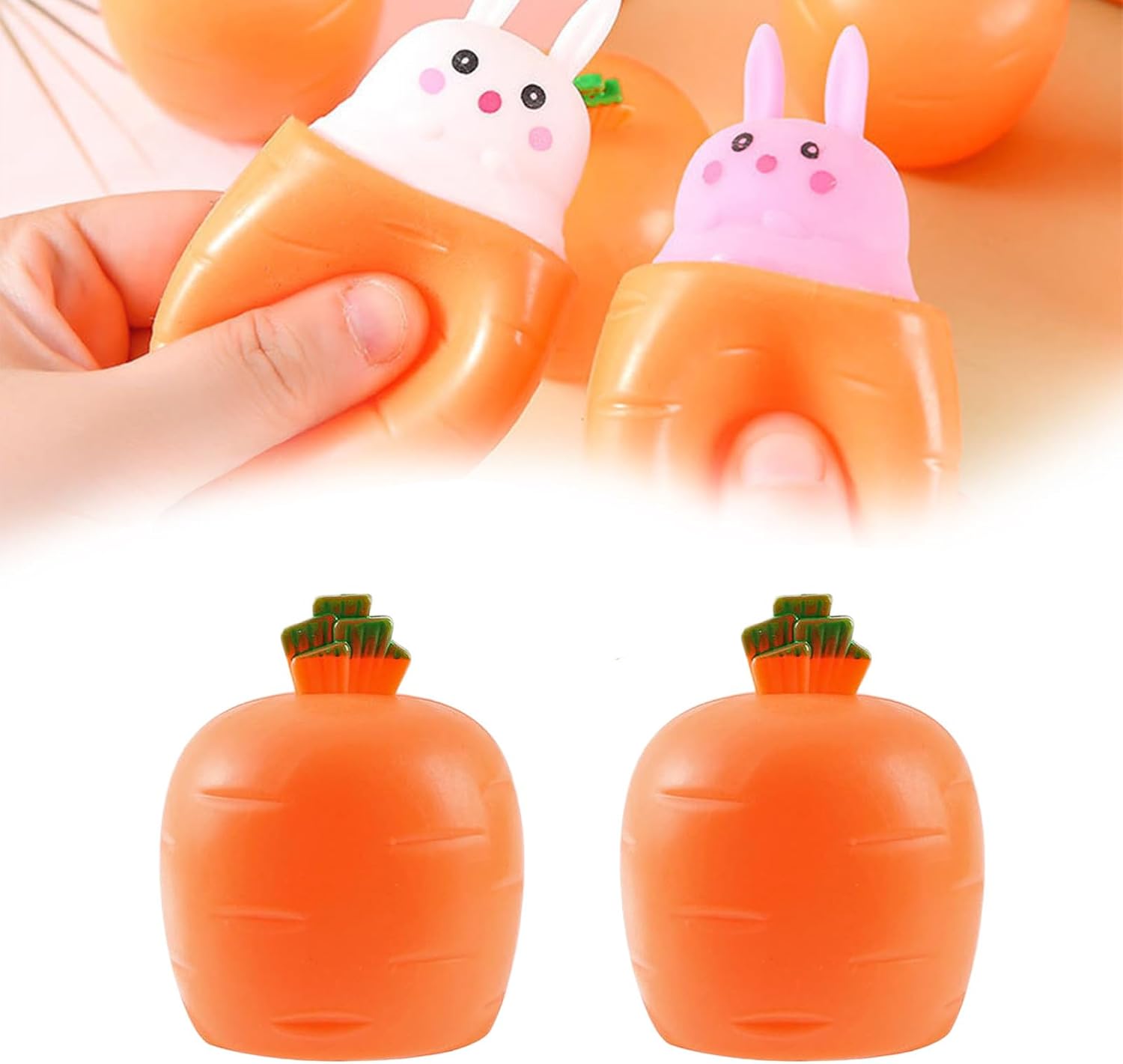 

Игрушка-кролик, игрушка-морковка, пасхальный кролик-морковка, пасхальные игрушки-фиджет, сжимаемые игрушки-фиджет, пасхальные кролики-прятки в мешочке из морковки 2PCS