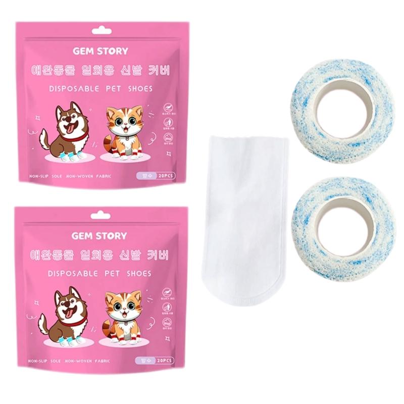 40Pcs Dog Socks Feet Cover Protective Dogs Shoes Booties with Adjustable Sticker Dogs Feet Cover Paws Socks