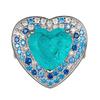 Jewelry Set Ring Necklace Earrings Heart Of Ocean Paraiba Blue Light Fashion Luxury Women's