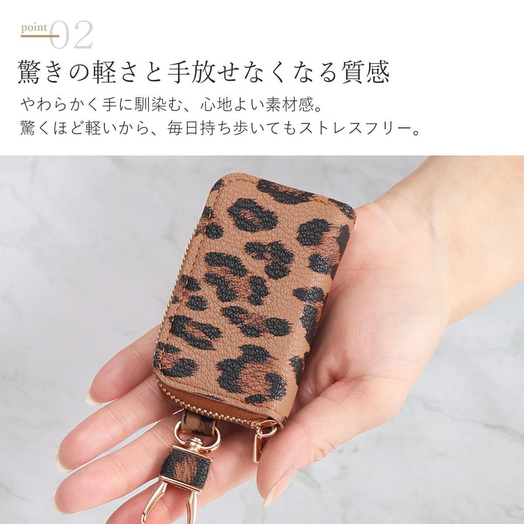 Key Leopard Pink [Blanc Pomme] Case, Print, Women's, Compact, Stylish, Cute, bp-2022