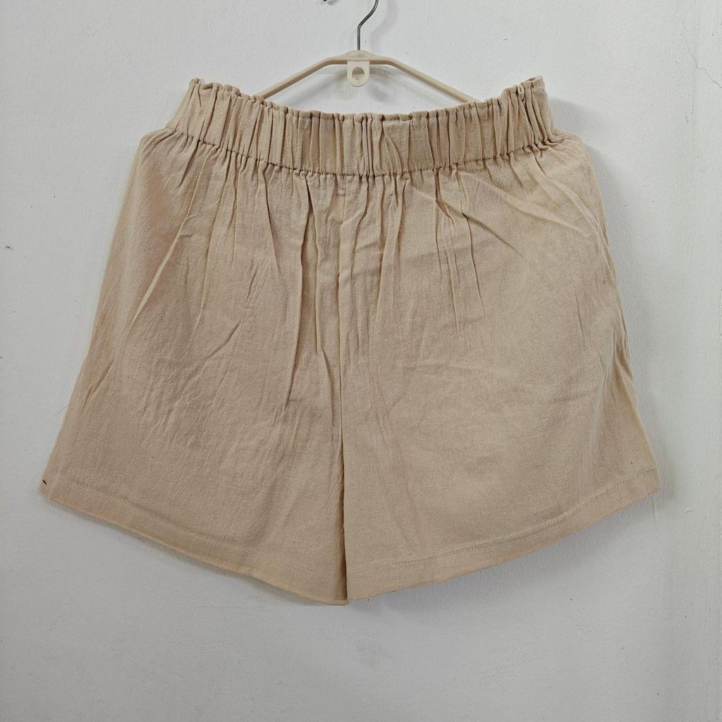 Plus Size Retro Solid Color Cotton Wide Leg Capris - Casual Linen Shorts for Women