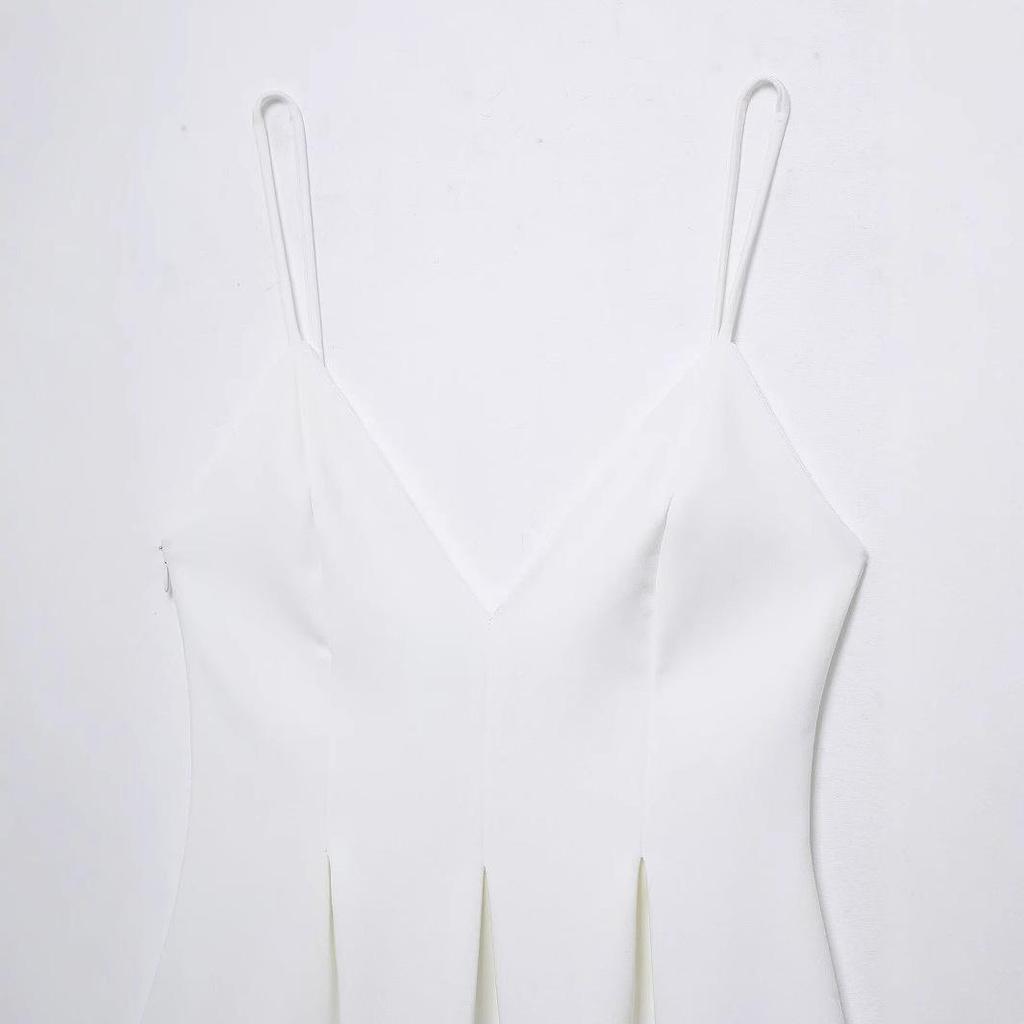 TAOP&ZA Spring/Summer Elegant V-Neck Spaghetti Strap Dress for Women - Versatile Style