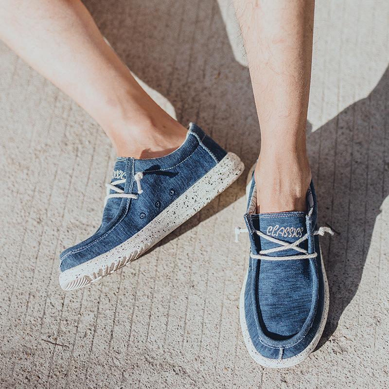 2024New Summer Men's Canvas Shoes Fashion Casual Soft Breathable Beach Shoes Lightweight Slip-On Driving Loafers