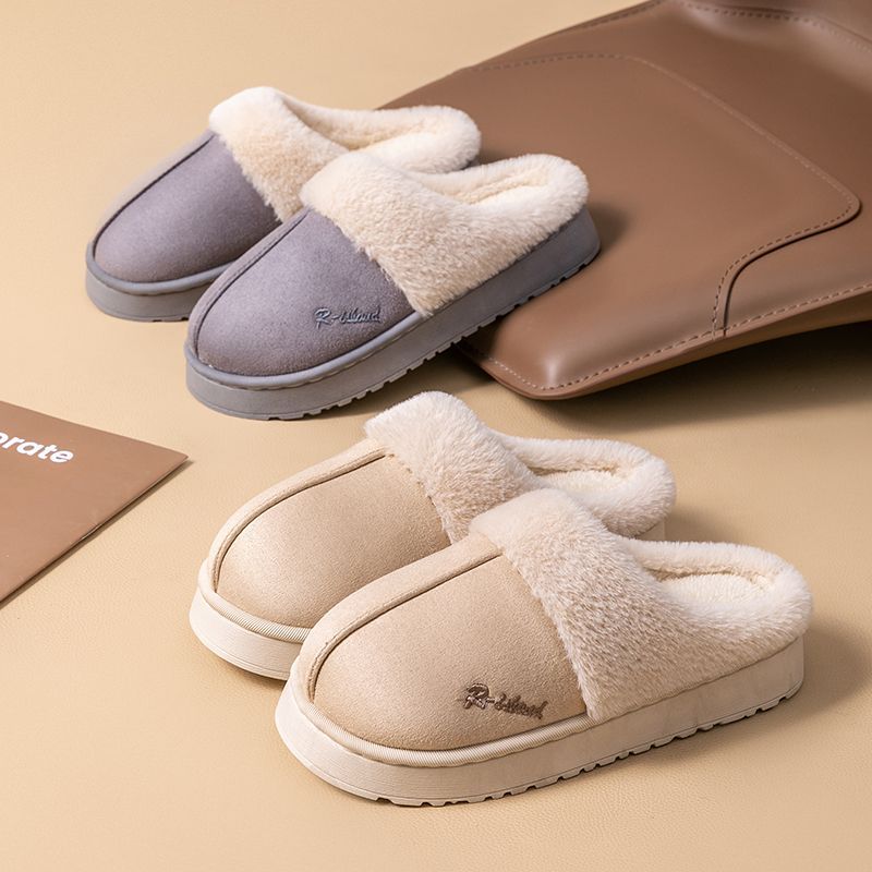 Baumwollpantoffeln Damen Saison warm und Samt dicke Sohlen drinnen und draußen Zuhause Tasche Kopf Paar flauschige Schuhe Wochenbett-Schuhe Herren