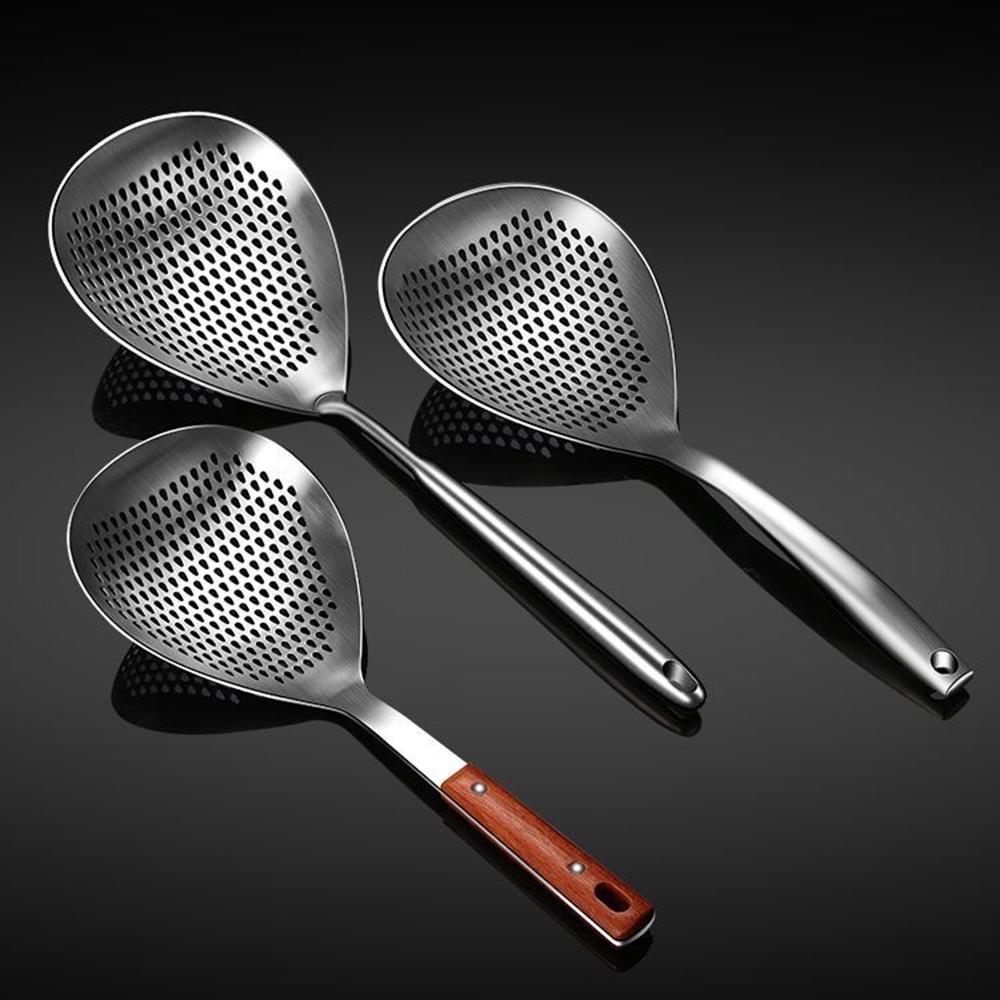 Stainless Steel Large Colander Fine Holes Skimmer Long Handle French Fries Strainer Home Gadget Kitchen Utensils Cooking Tools