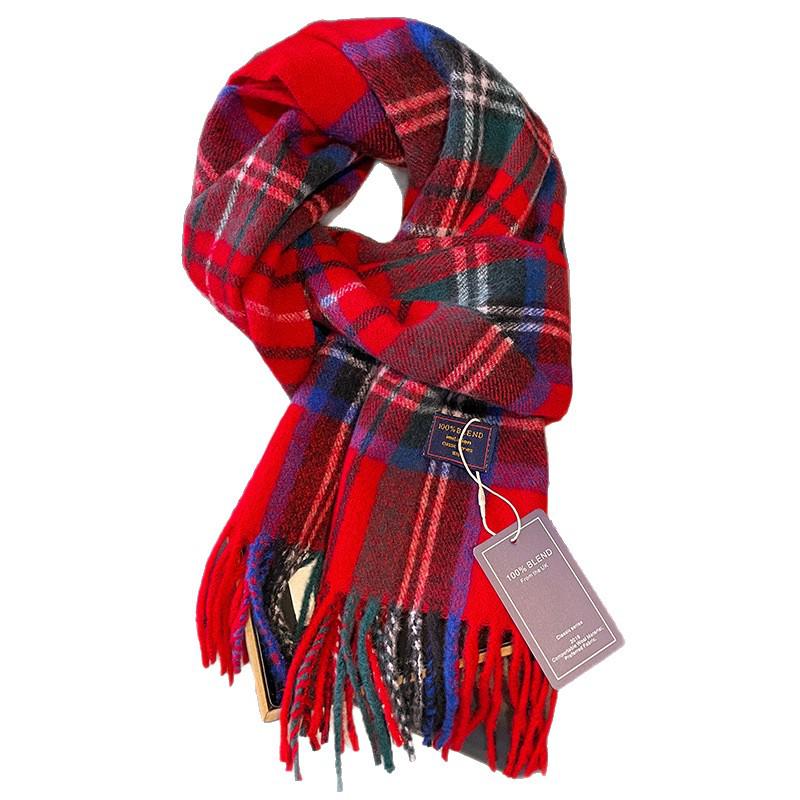 Women's Classic British Style Black & White Plaid Scarf, Winter Imitation Cashmere Shawl, Dual-Use Chessboard Design for Couples