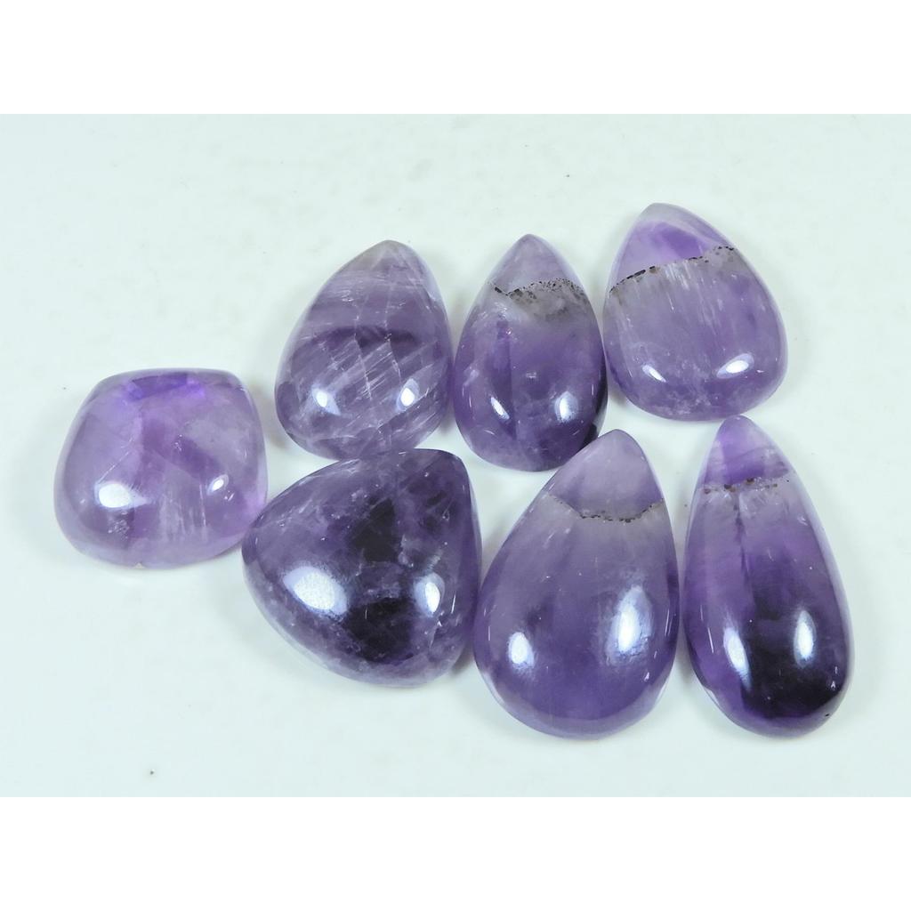 235Cts. Natural Amethyst Lace Agate Pear Cabochon Loose Gemstone 07Pcs Lot C-3931
