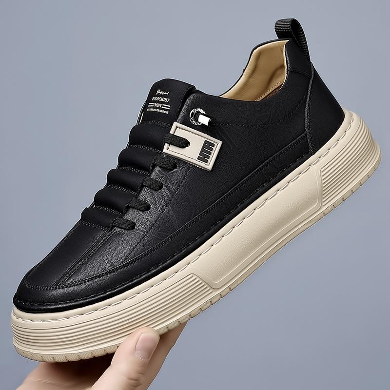 

Fashion Designer Brand Men Genuine Leather Outdoor Oxford Shoe Antiskid Wear-Resistant Shoes Comfy Casual Lace-Up Walking Sneakers Shoes 44 чёрный