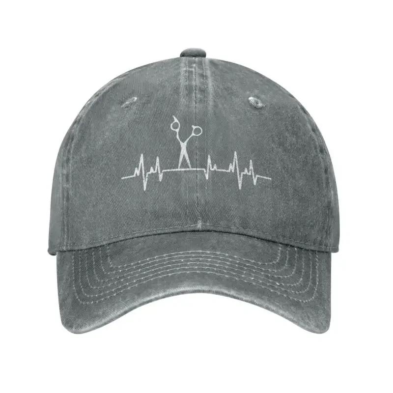 Custom Cotton Hairstylist Hairdresser Baseball Cap Sports Men Womens Adjustable Vintage Heartbeat Barber Dad Hat Autumn