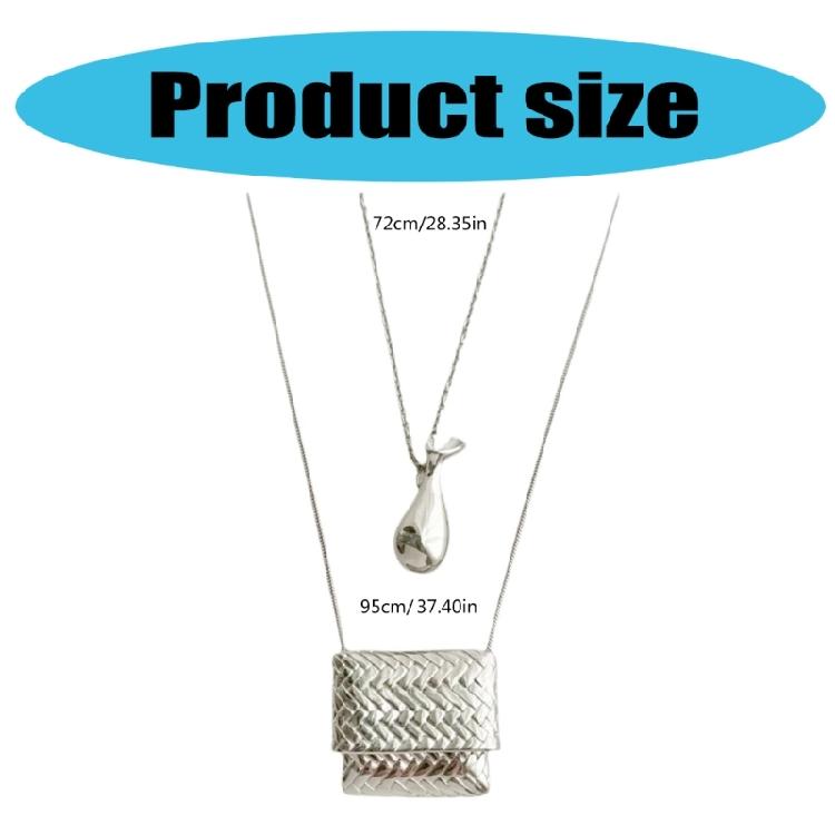 Elegant Long Necklace with Woven Bag/Water Bottle Pendant Adjustable Length Neckchain Gift for Fashion Enthusiasts